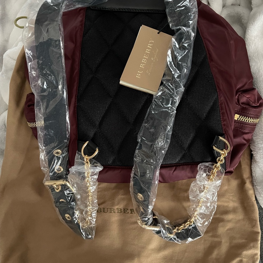 Burberry Bag Pack burgundy color mid size NWT 100% Authentic - Picture 10 of 11